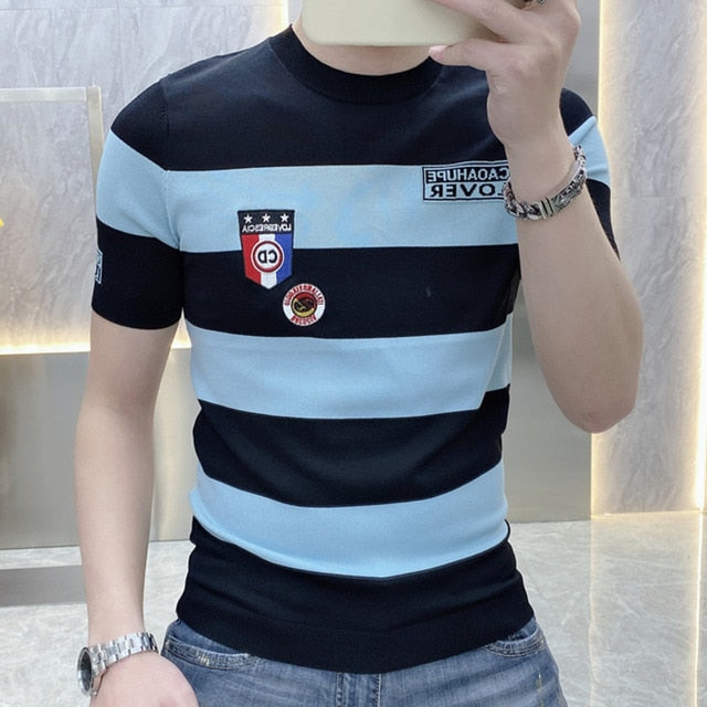 Big Stripes with Patch Short Sleeve T-Shirt