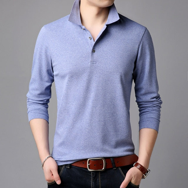 Classic Long Sleeve Cotton Polo Shirt