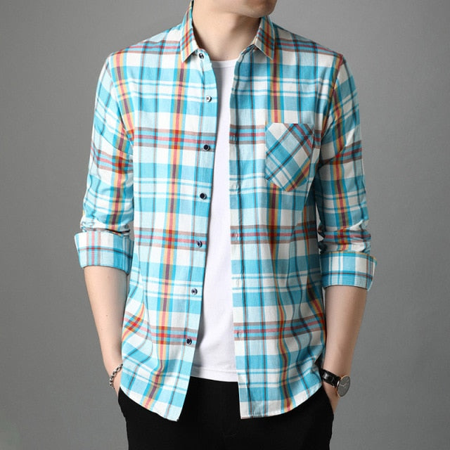 Bright Multi-Color Plaid Patterned Shirt