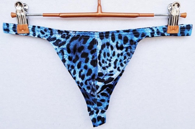 Leopard Printed Pattern Men G-String Thongs