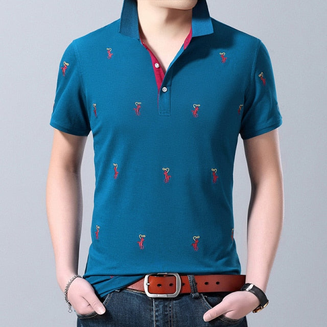 Cowboy Embroidery Pattern Decorated Polo Shirt