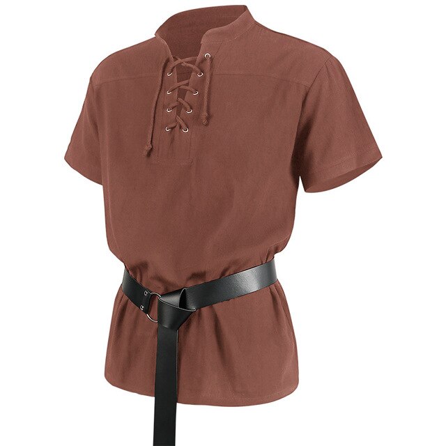 Medieval Lace-Up Solid T-Shirt