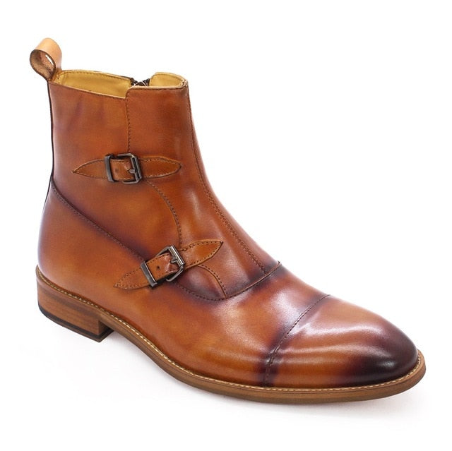 Cap-Toed Zipped Monk Dress Boots