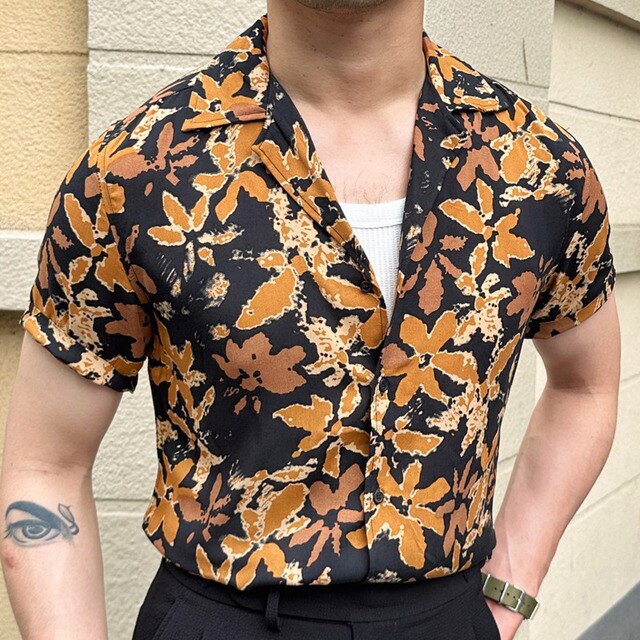 Vintage Floral Printed Men Shirt