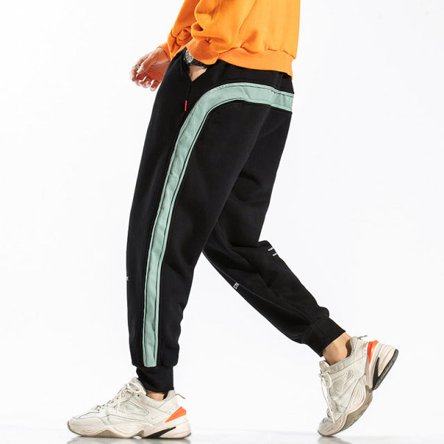 Line Pocket Patchwork Color Jogger Sweatpants