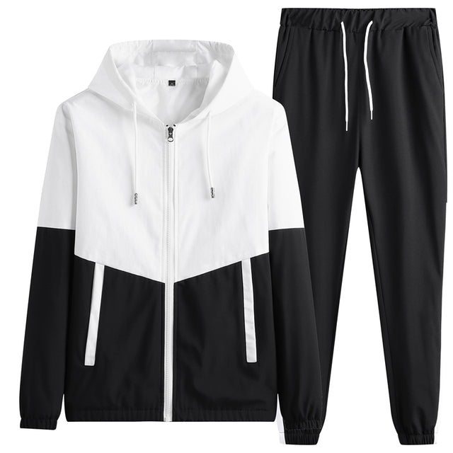 Autumn Contrast Hoodie Tracksuit