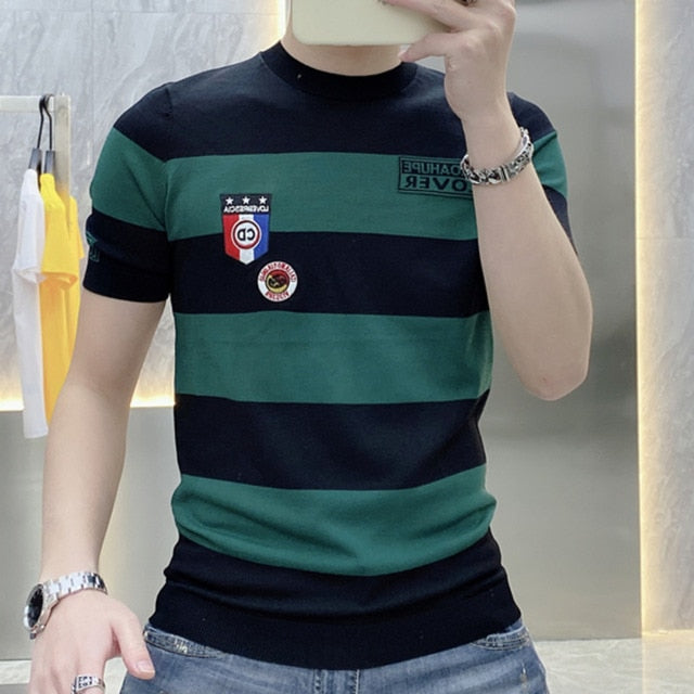 Big Stripes with Patch Short Sleeve T-Shirt