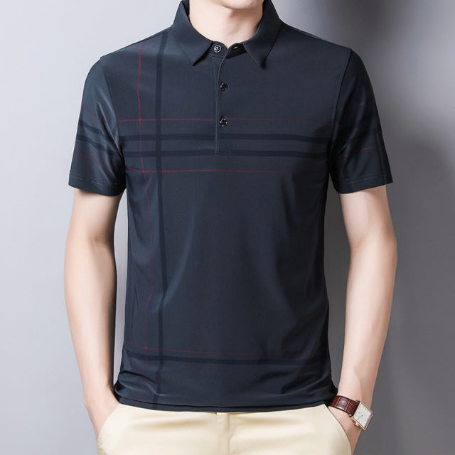 Striped Polyester Polo Shirt