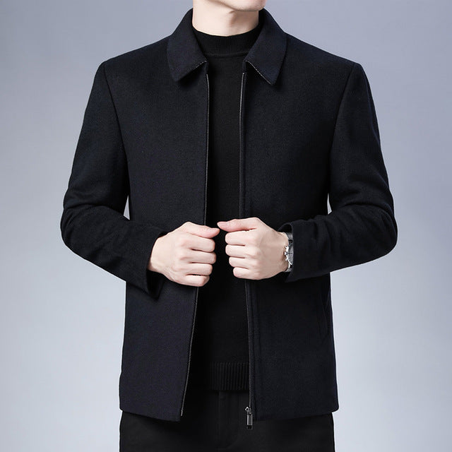 Solid Polyester Dark Color Men's Jacket