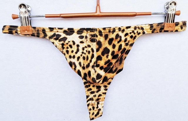 Leopard Printed Pattern Men G-String Thongs