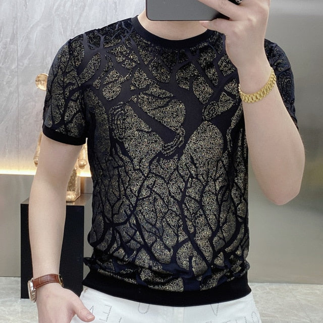 Gold Glitter Shadow Flower T-Shirt