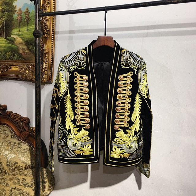 Korean Gold Black Baroque Stage Outfit Blazer