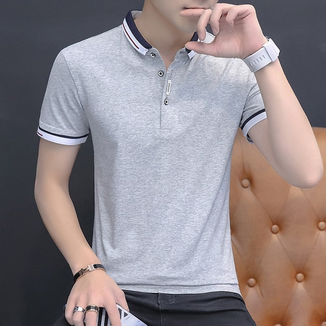 Casual Solid Cotton Polo Shirt