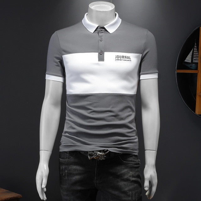 Contrast Center Style Printed Letter Polo Shirt