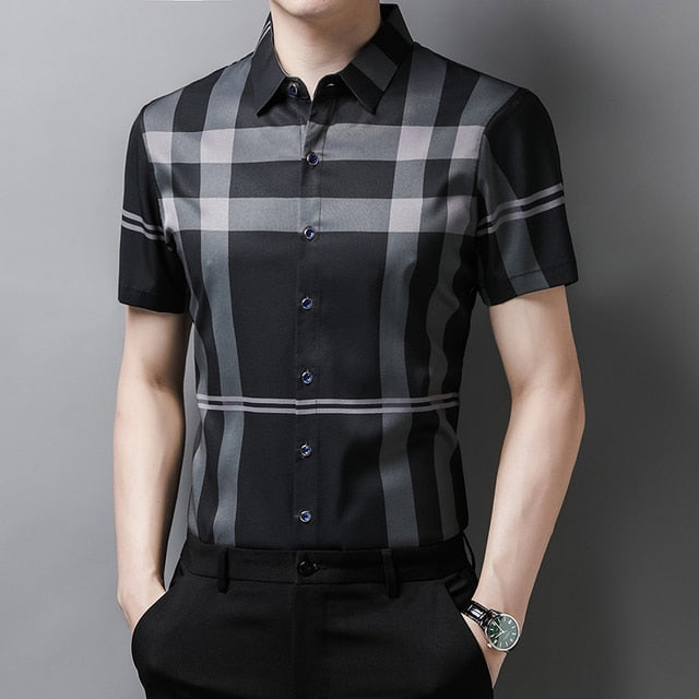 Striped Printed Stylish Short Sleeve Men Shirt