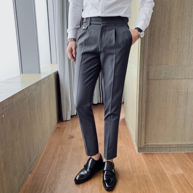 Unique Waist Style Pleated Front Trousers