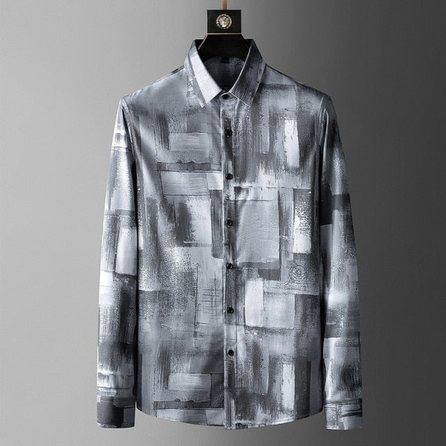 Irregular Colorful Brush Strokes Patterned Shirt