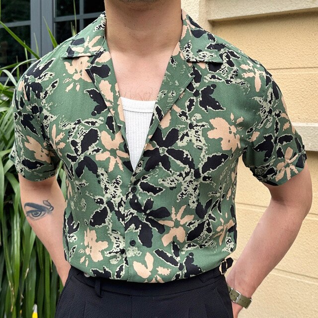 Vintage Floral Printed Men Shirt