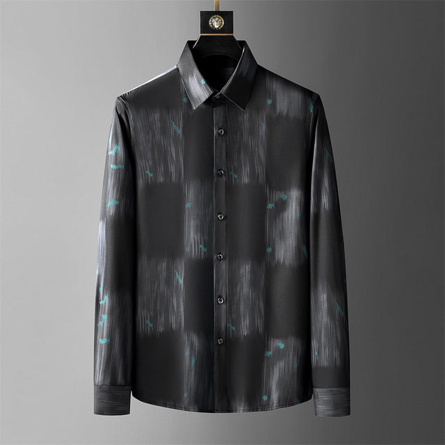 Black Thin Abstract Line Printed Shirt