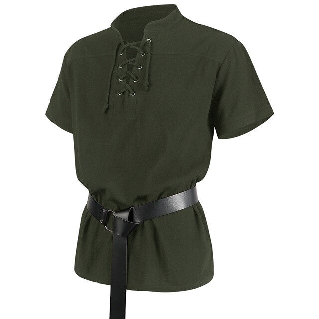 Medieval Lace-Up Solid T-Shirt