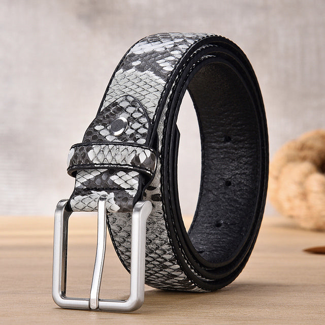 White Grey Animal Skin Pattern Style Belt