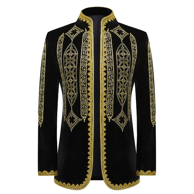 Luxury Floral Embroidery Men Blazer