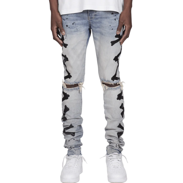 X Skeleton Side Printed Ripped Jeans