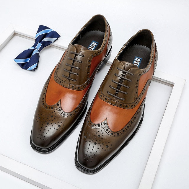 Multi-Color Patchwork Brogue Oxford Shoes