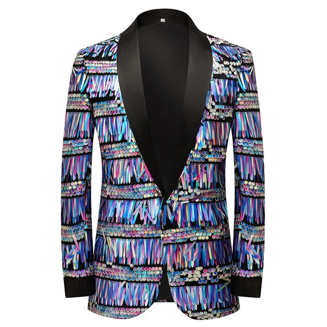 Gold Sequin Single-Breasted Blazer