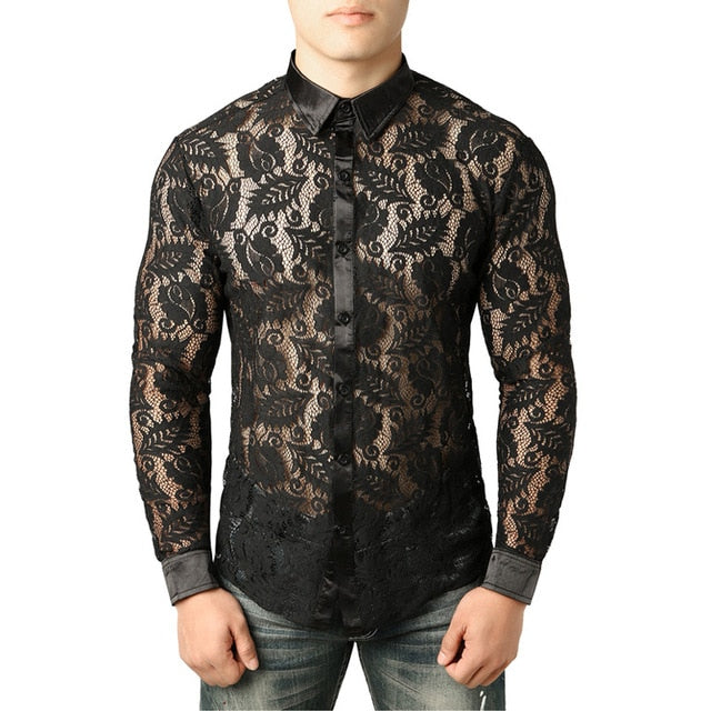 Floral See-Through Long-Sleeved Shirt