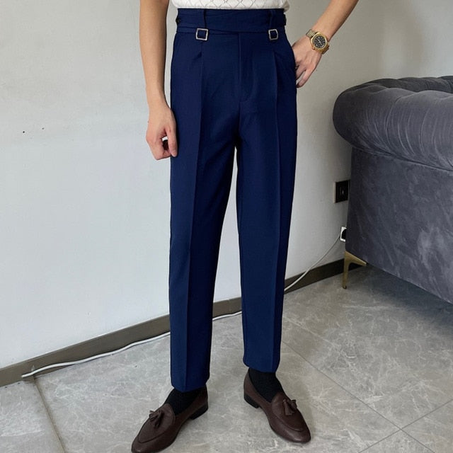 Navy Suit Side Buckle Trouser