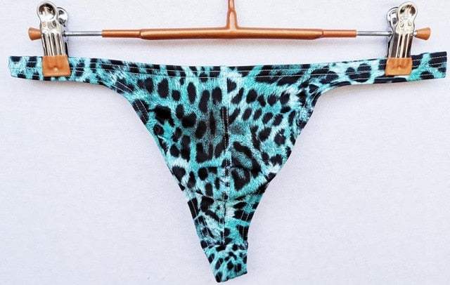 Leopard Printed Pattern Men G-String Thongs