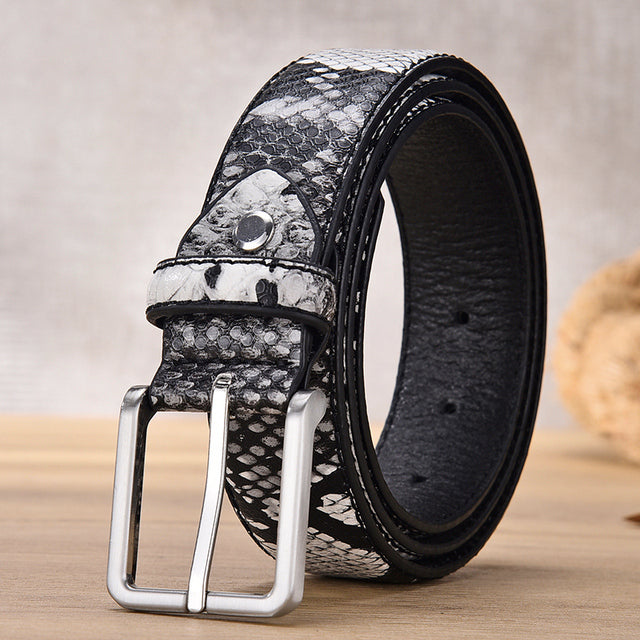 White Grey Animal Skin Pattern Style Belt