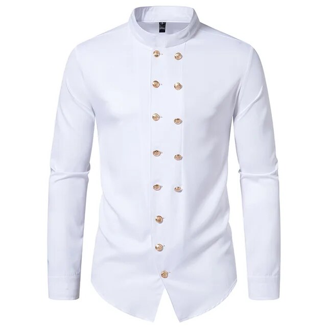 Slim Fit Double Breasted Cotton Shirt