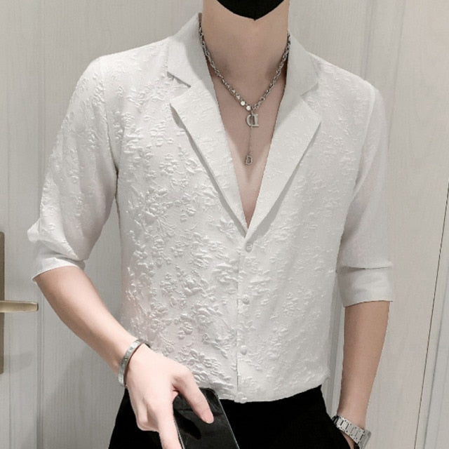 V-Neck Half Sleeve Cotton Shirt