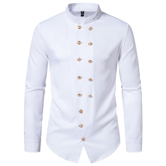 Solid Color Steampunk Long Sleeve Shirt