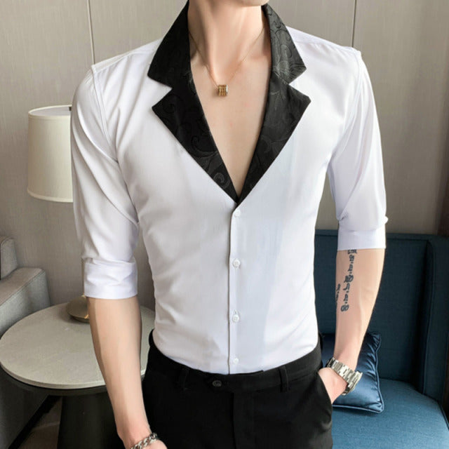 Half Sleeve Spandex Men Shirt