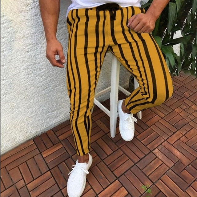 Bright Colour with Vertical Long Striped Design Men Sweat Pant - FanFreakz