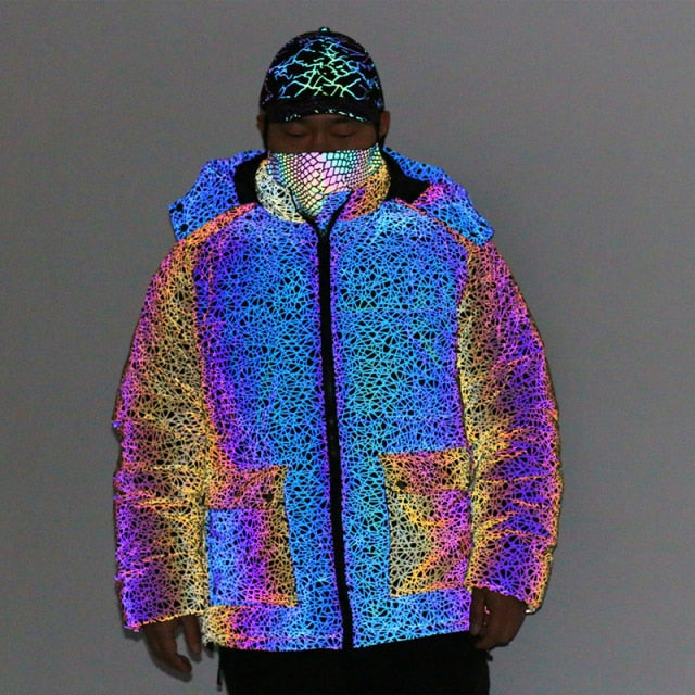 Colorful Line Pattern Winter Reflective Jacket