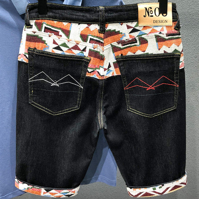 Tribal Patchwork Stitching Embroidery Shorts