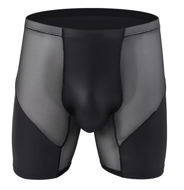 Breathable Mesh Leather Middle Long Boxer