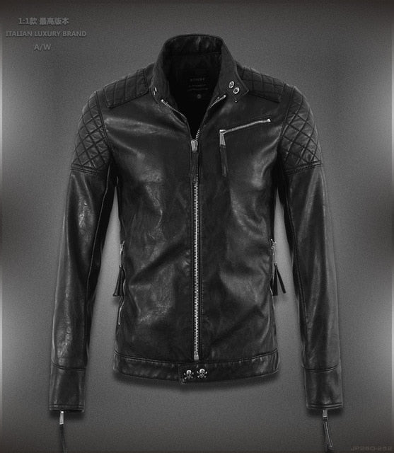 Big Skull Craft Biker Style Men Leather Jacket - FanFreakz