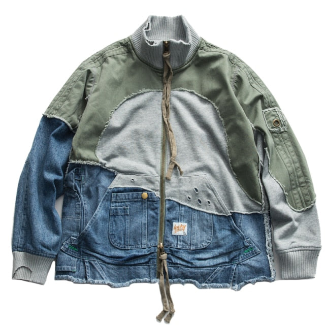 Ripped Denim Patchwork Jacket