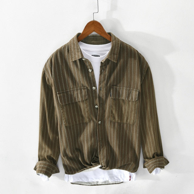 Triple Style Striped Patterned Pocketed Shirt