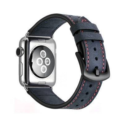 Perforated Casual Style Apple Watch Leather Strap