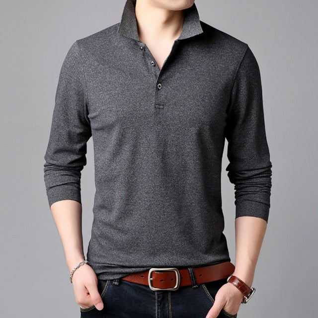 Classic Long Sleeve Cotton Polo Shirt