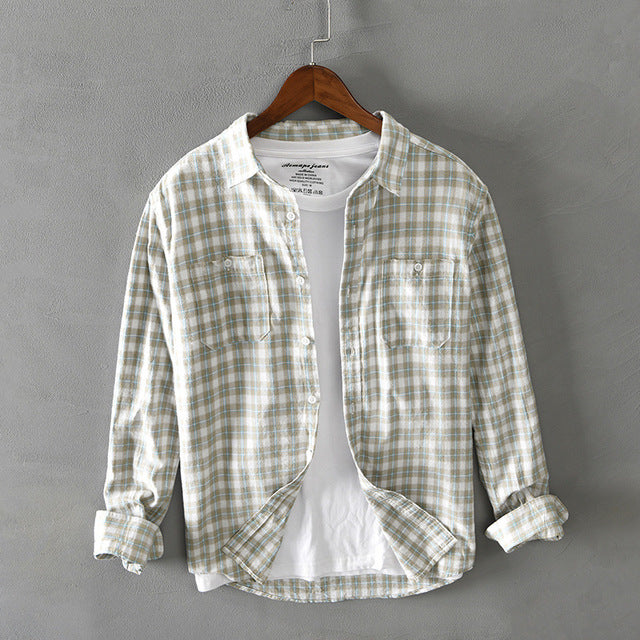 Casual Plaid Long Sleeve Cotton Shirt