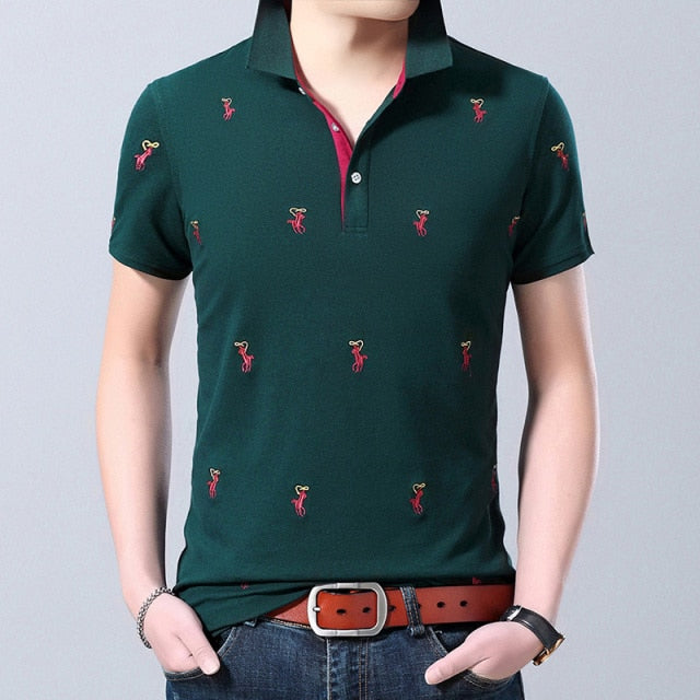 Cowboy Embroidery Pattern Decorated Polo Shirt