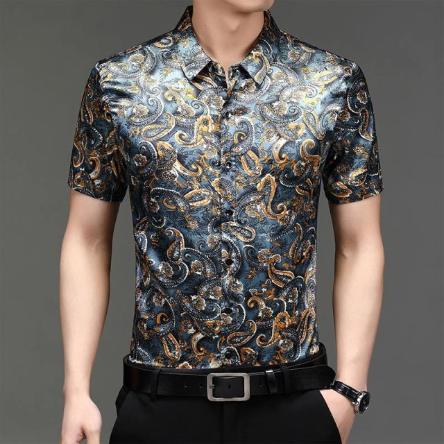 Paisley Floral Designer Printed Short Sleeve Shirt