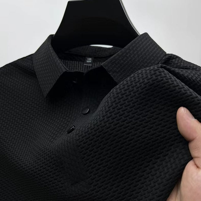 Ice Silk Nylon Woven Polo Shirt